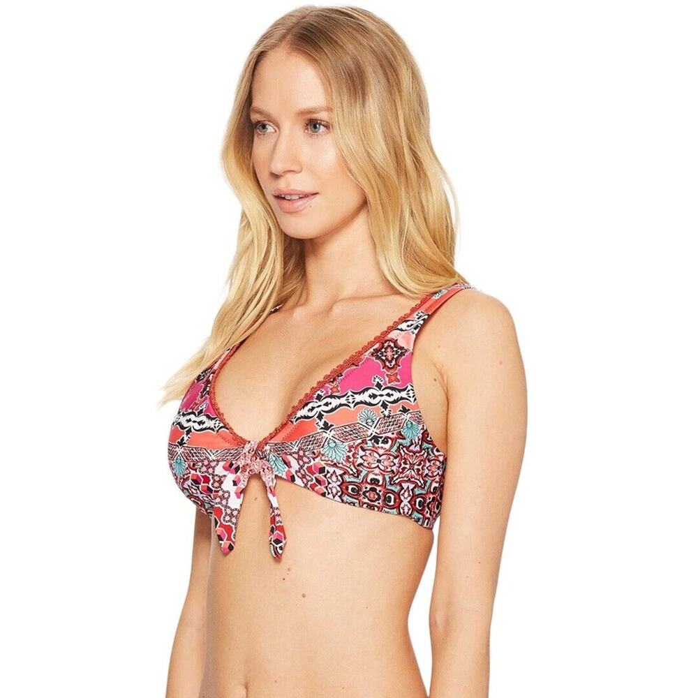 Laundry by Shelli Segal NWT Women's Mystic Tiles Knotted Bikini Top Spice XL